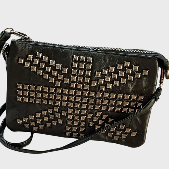 SSAMZIE Handbags - SSAMZIE Studded Black Leather Crossbody Bag Korean